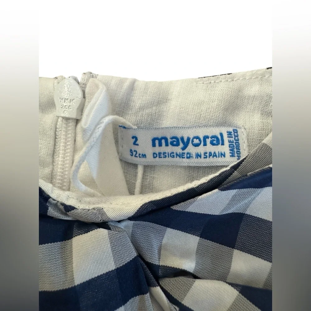 Mayoral Navy Gingham Dress Girls 2T